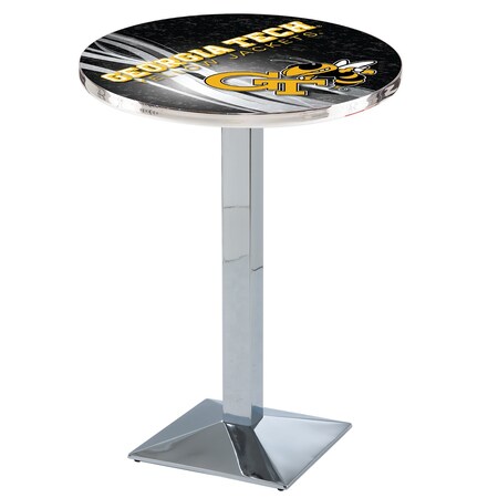 Holland Bar Stool Co 36" Chrome Georgia Tech Pub Table, 36" dia. Top L217C3636GATech-D2